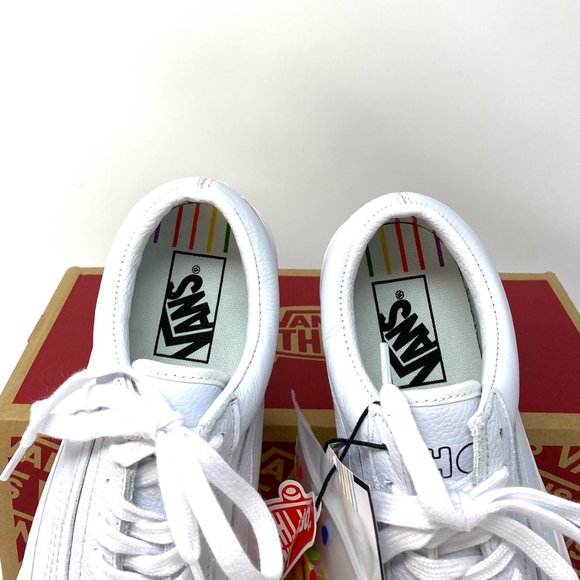 VANS Old Skool Flour Shop Rainbow White Leather Women's Size 7 VN0A4U3B2N7 - Picture 4 of 9